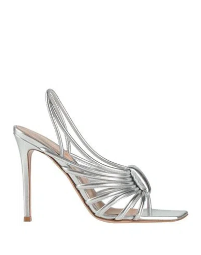 Gianvito Rossi Woman Sandals Silver Size 7.5 Leather