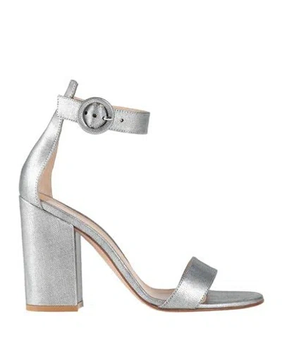 Gianvito Rossi Woman Sandals Silver Size 7.5 Leather