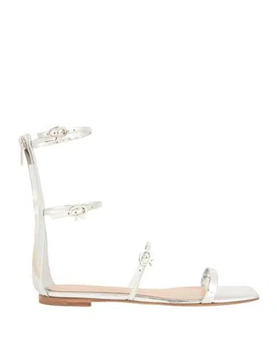 Gianvito Rossi Woman Sandals Silver Size 8 Leather In Metallic