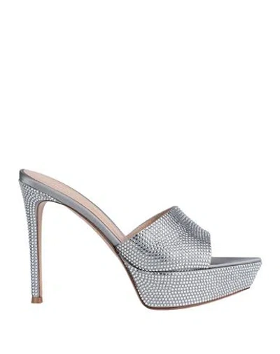 Gianvito Rossi Woman Sandals Silver Size 8 Textile Fibers