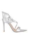 Gianvito Rossi Woman Sandals Silver Size 8 Textile Fibers In Silver