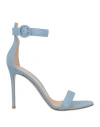Gianvito Rossi Woman Sandals Sky Blue Size 11.5 Leather In Blue