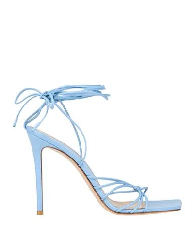 Gianvito Rossi Woman Sandals Sky Blue Size 6.5 Leather