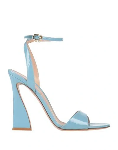 Gianvito Rossi Woman Sandals Sky Blue Size 7.5 Leather