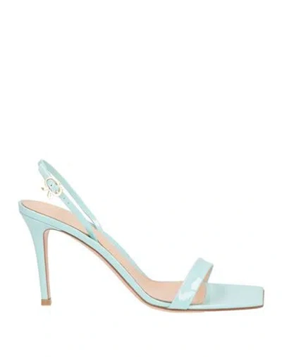 Gianvito Rossi Woman Sandals Sky Blue Size 9 Leather