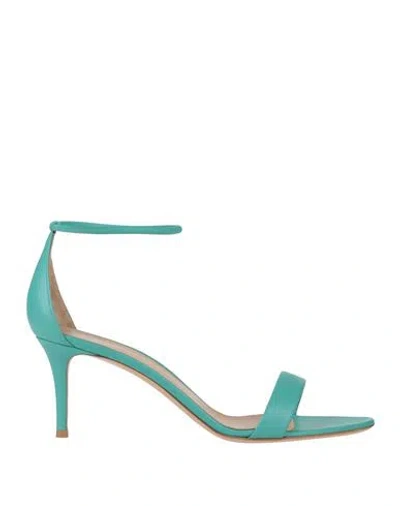 Gianvito Rossi Woman Sandals Turquoise Size 6 Leather In Blue