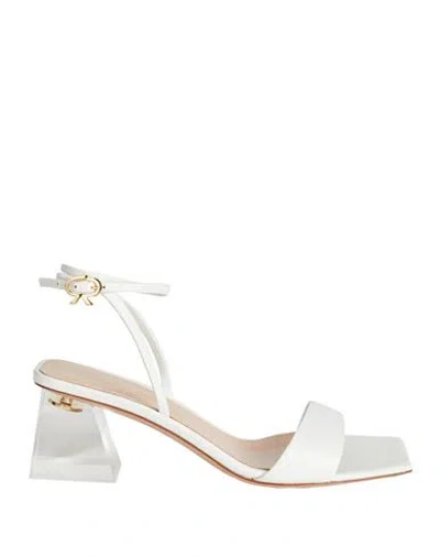 GIANVITO ROSSI GIANVITO ROSSI WOMAN SANDALS WHITE SIZE 8 TEXTILE FIBERS