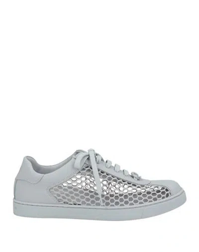 Gianvito Rossi Woman Sneakers Grey Size 8 Calfskin, Textile Fibers