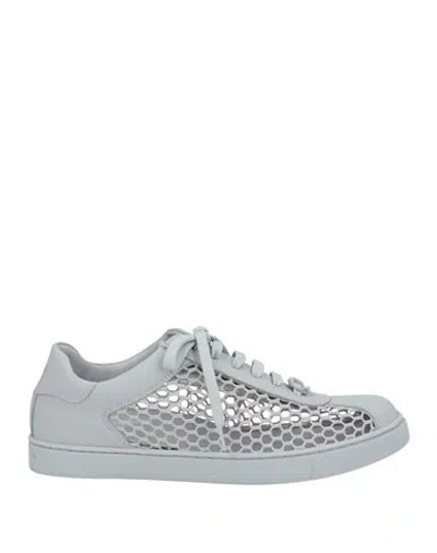 Gianvito Rossi Woman Sneakers Grey Size 11 Calfskin, Textile Fibers