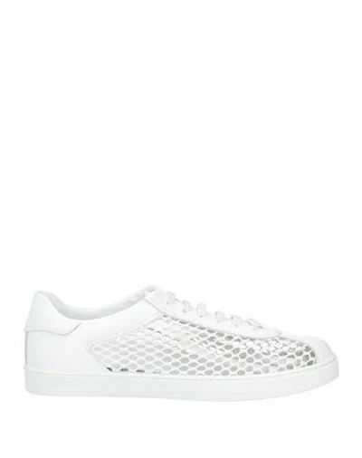 Gianvito Rossi Woman Sneakers White Size 7.5 Calfskin, Textile Fibers