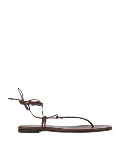Gianvito Rossi Brown Nappa Leather Gwyneth Thong Sandals In Animal Print