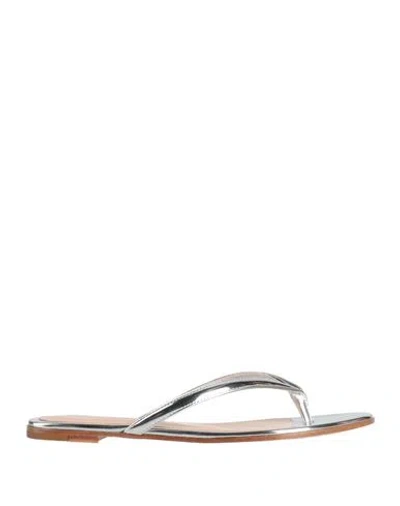 Gianvito Rossi Woman Thong Sandal Silver Size 7.5 Soft Leather