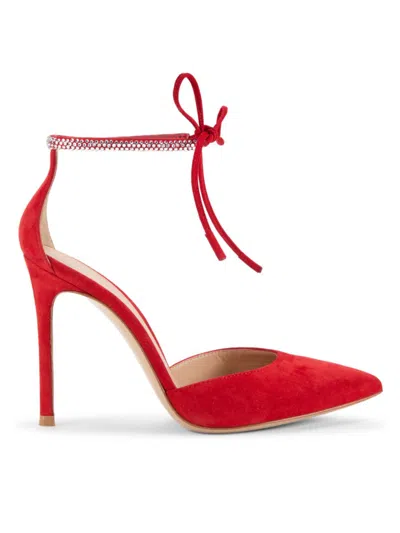 Gianvito Rossi Women's 100mm Studded Leather Pumps In Red