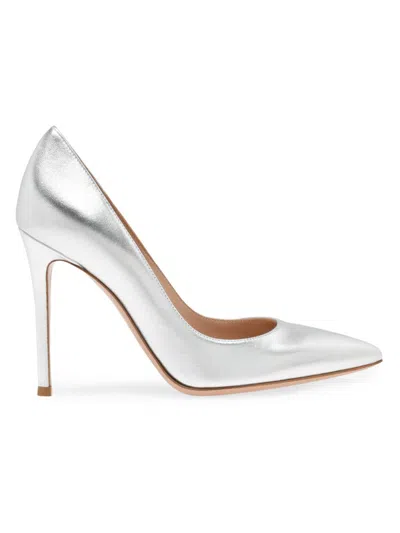 Gianvito Rossi Gianvito 105 Metallic Nappa Leather Pointed-toe Pumps In Silver