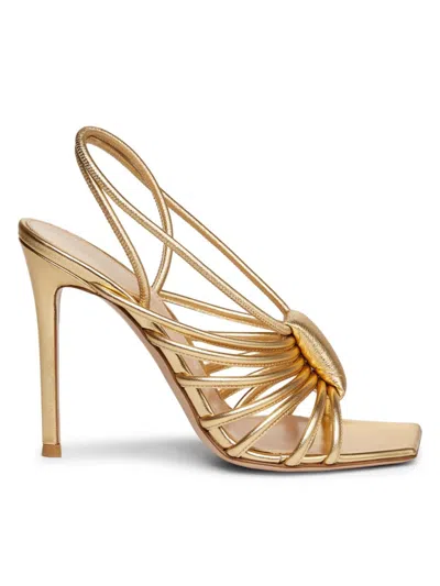 Gianvito Rossi Women's 105mm Metallic Leather Strappy Sandals In Mekong