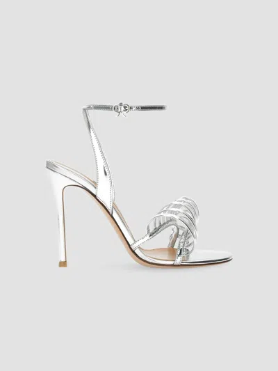 Gianvito Rossi Women's 105mm Sculptural Leather Sandals In Silver