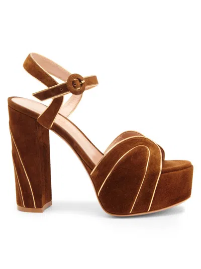 Gianvito Rossi Women's 120mm Suede Platform Sandals In Brown