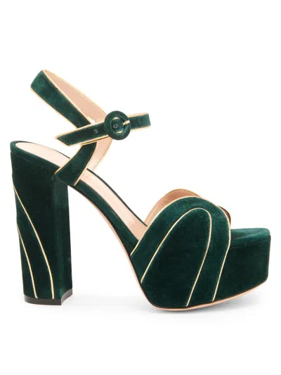 Gianvito Rossi Women's 120mm Suede Platform Sandals In Green