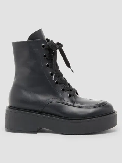 Gianvito Rossi Women's 20mm Leather Lace-up Boots In Black