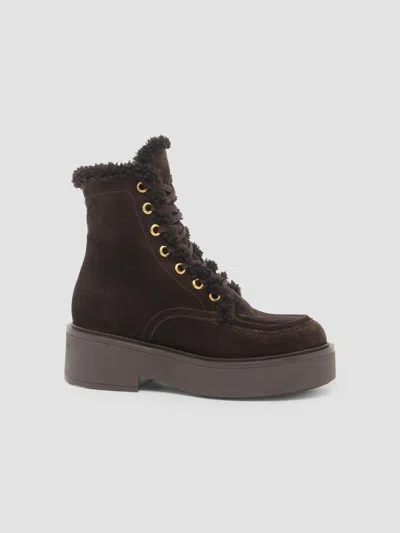 Gianvito Rossi 20mm Shearling-lined Suede Combat Boots In Multi