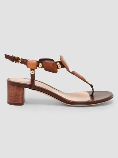 Gianvito Rossi 45mm Wooden Leather Sandals In Multi