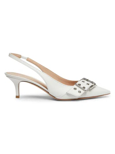 Gianvito Rossi Women's 55mm Buckle-detailed Leather Slingback Pumps In White