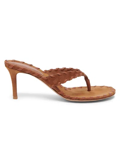 Gianvito Rossi 70mm Whipstitch Suede Thong Sandals In Brown