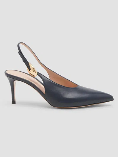 Gianvito Rossi 70mm Nappa Leather Slingback Pumps In Blue
