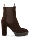 Gianvito Rossi 90 Suede Platform Ankle Boots In Brown