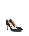 Gianvito Rossi Pointed Suede Pumps In Blue