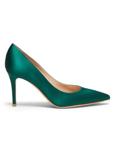 Gianvito Rossi Women's 85mm Crepe Satin Pumps In Green