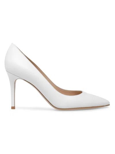 Gianvito Rossi Women's 85mm Leather Stiletto Heel Pumps In White