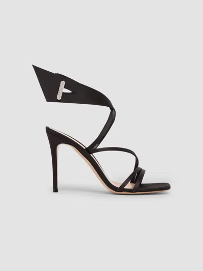 Gianvito Rossi Women's 95mm Crystal-embellished Satin Sandals In Black
