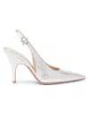 Gianvito Rossi Sofia Point Reptile-effect Pumps In Silver