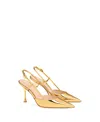 Gianvito Rossi Jaipur Metallic Leather Slingback Pumps In Gold