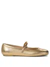 Gianvito Rossi Elegant Ballerina Flats With Ribbon Buckle In Gold