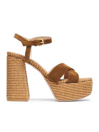 Gianvito Rossi Women's Bebe Leather & Raffia Platform Sandals In Brown