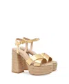 Gianvito Rossi Suede Wedge Mules In Gold Leather