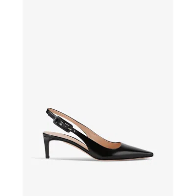 Gianvito Rossi Womens Black Lindsay Tokio Pointed-toe Leather Heeled Courts