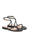 Gianvito Rossi Mamba Leather Flat Sandals In Black