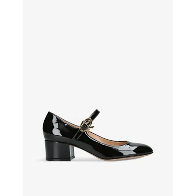 Gianvito Rossi Womens Black Mary Ribbon 45 Patent-leather Heeled Courts