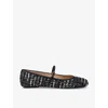 Gianvito Rossi Carla Leather-trimmed Tweed Mary Jane Ballet Flats In Blk/white