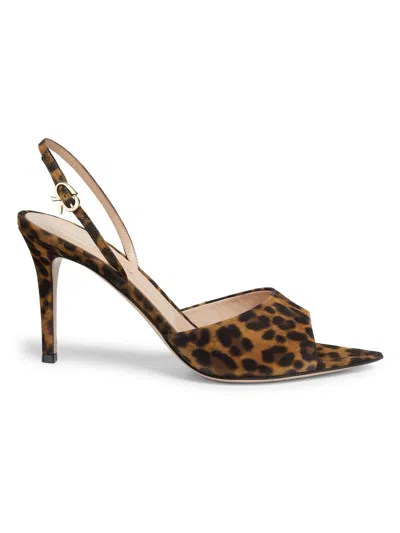 Gianvito Rossi Women's Camoscio 85mm Leopard-print Suede Sandals In Animal Print