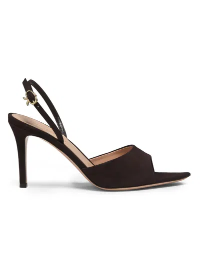 Gianvito Rossi Women's Camoscio 85mm Suede Slingback Pumps In Black
