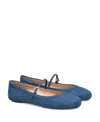 Gianvito Rossi Carla Flat Ballerinas In Blue Denim In Blue