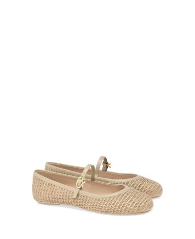 Gianvito Rossi Raffia Carla Ballerinas In Brown