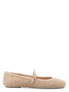 Gianvito Rossi Carla Leather-trimmed Raffia Mary Jane Ballet Flats In Nude & Neutrals