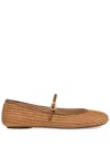Gianvito Rossi Women Carla Rafia And Leather Ballet Flats