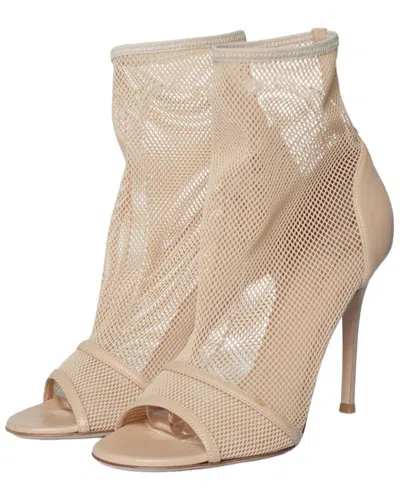 Pre-owned Gianvito Rossi Women's Cotton Fishnet Sock Boot (authentic Pre-loved) In Brown