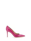 Gianvito Rossi Glossy Leather Pointed Toe Stiletto Heel Pumps In Pink
